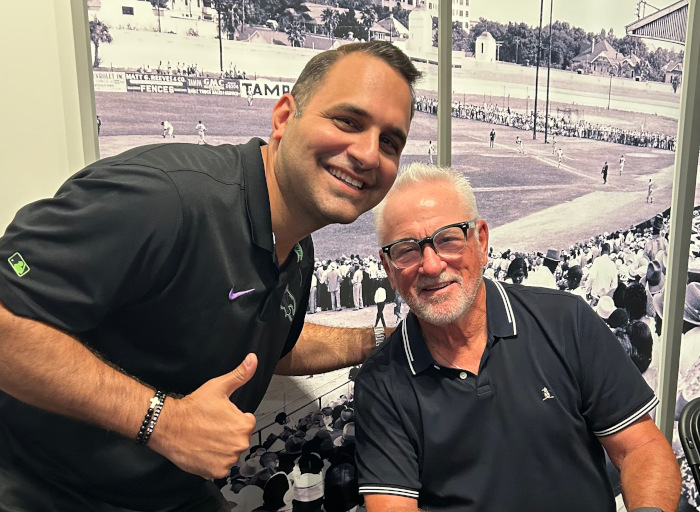 Garrett Boorojian with Joe Maddon