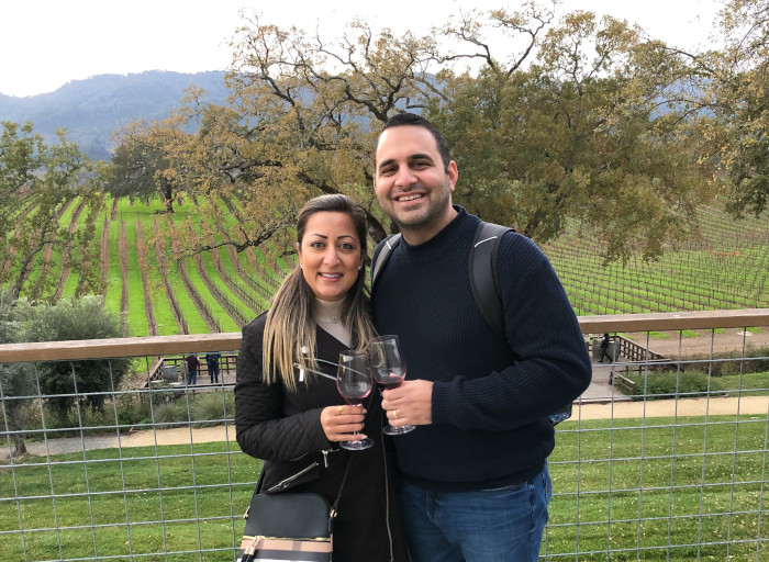 Garrett Boorojian and wife in Napa